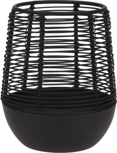 Kovinski žični svečnik za eno svečo, črn, 10 × 12 cm