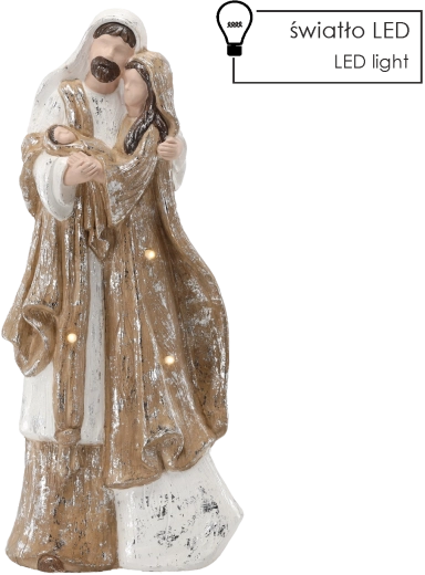 Božična figurica Sveta družina z LED osvetlitvijo 55 cm