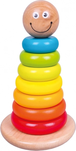 Leseni sestavljivi obročki na palici BINO