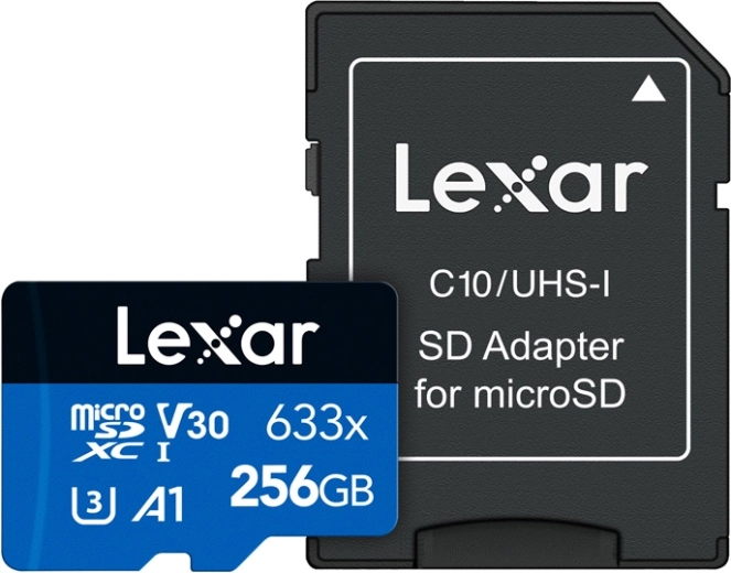 Lexar High-Performance 633x microSDXC 256 GB z SD adapterjem