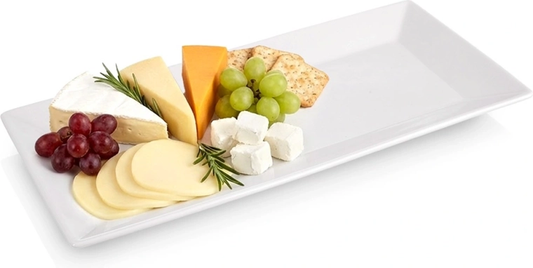 Porcelanast servirni krožnik MONA 35 × 17 cm, bel