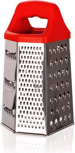 Šeststranski nerjavni ribežen z rdečim ročajem CULINARIA 22,5 cm