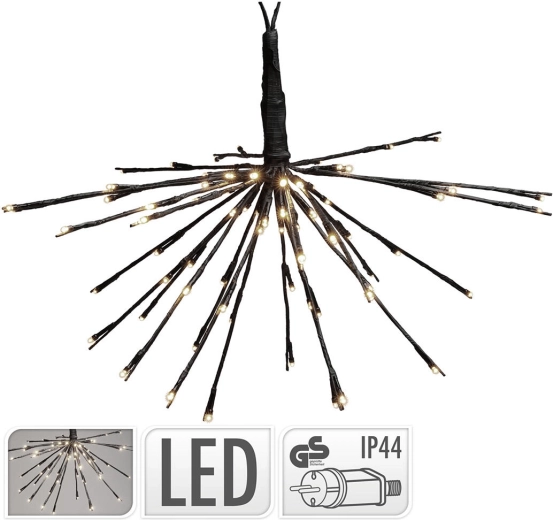 Viseča svetlobna dekoracija 45 cm, 72 LED, toplo bela, črna