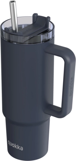 Nerjaveči termovrček Quokka Stream s slamico črn 950 ml