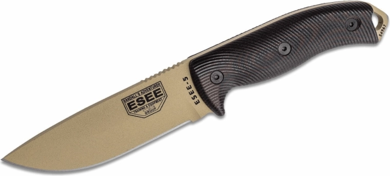 ESEE Model 5 zunanji nož 13,2 cm, črno‑rdeč, peščen, G10, tok Kydex