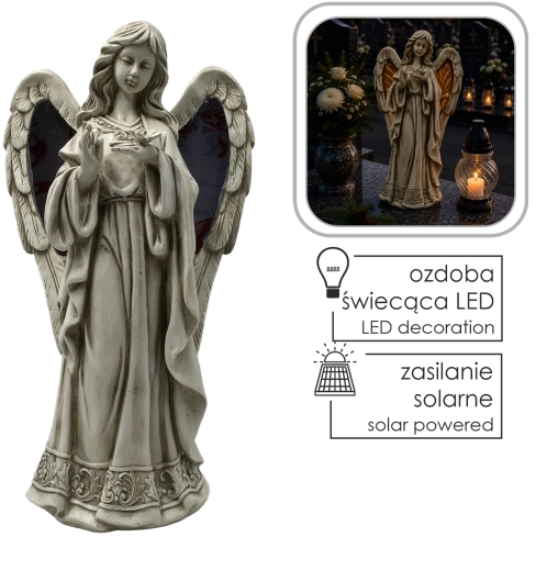 Angelska figurica s svetlečimi LED-krili 49,5 cm