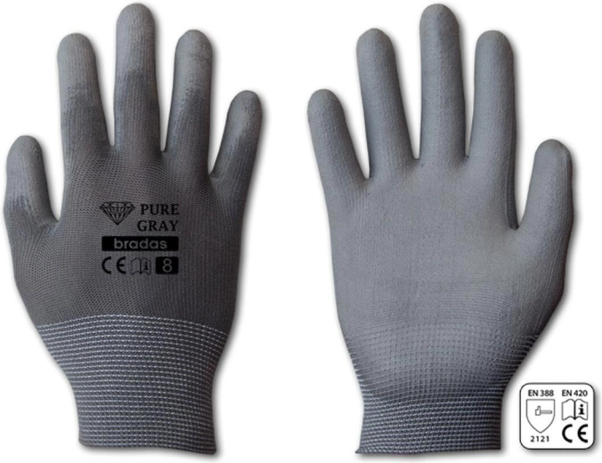 Zaščitne rokavice PURE GRAY PU, velikost 9 (L)
