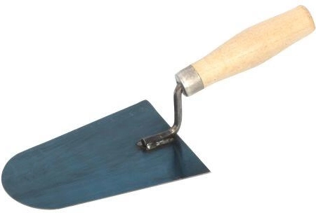 Zidarska žlica jeklena okrogla 160 × 110 mm z lesenim ročajem