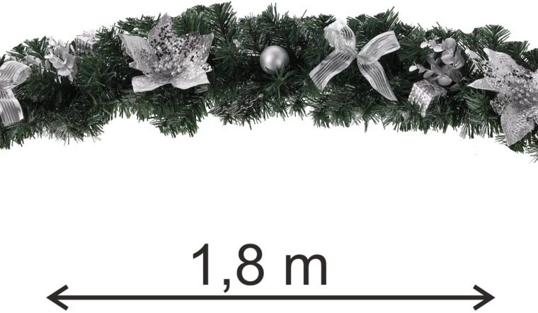 Srebrna božična girlanda 1,8 m