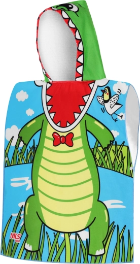 Otroški mikrovlakneni pončo s kapuco NILS Aqua Crocodile