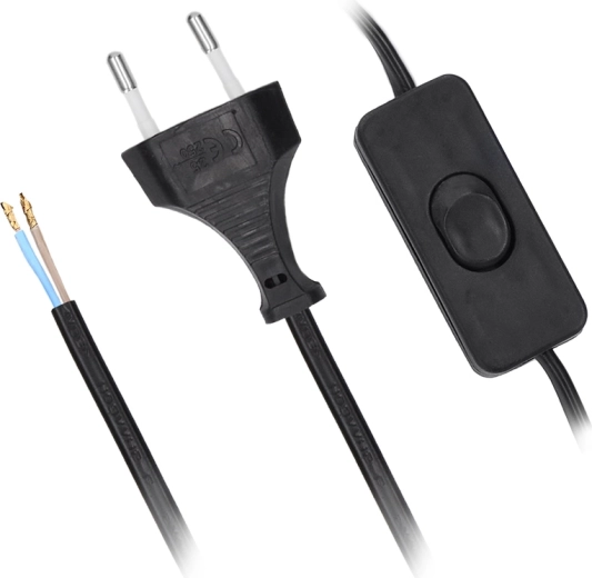 Solight fleksibilni kabel z vtičem in stikalom, 3 m, črn