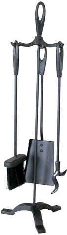 Kaminarsko orodje s stojalom 63 cm, črno jeklo, 3-delni komplet