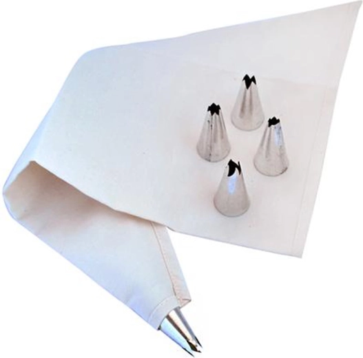 Komplet za okraševanje tort z bombažno vrečko in 5 kovinskimi nastavki