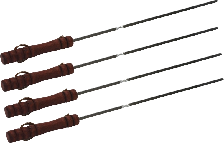 Kovinske žarovne nabodala za ražnjiče 40 cm z lesenim ročajem (4 kosi)