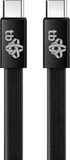 Flat Silicone USB-C to USB-C Cable 1 m Black