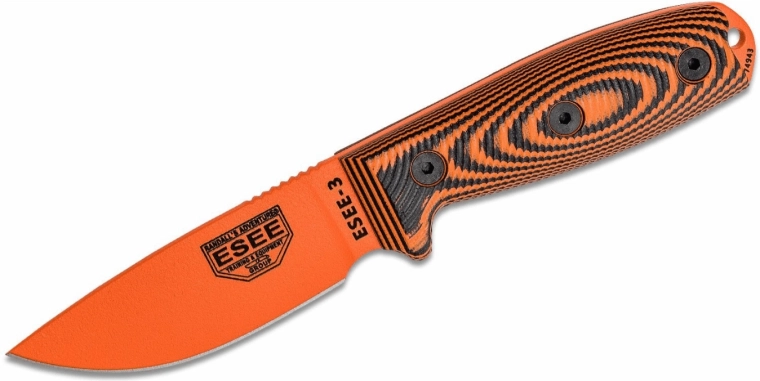 ESEE Model 3 3D Orange survival nož 8,8 cm, G10, črno‑rdeč, črno ohišje