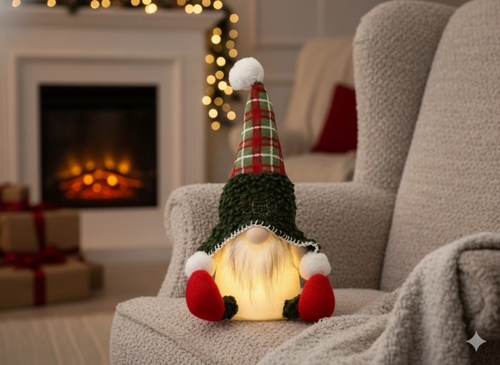 Božični škrat, sedeči, zelen, 22 × 17 × 34 cm