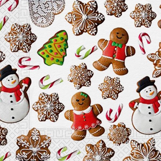 Božični prtički Medenjaki, 3-slojni 33 × 33 cm