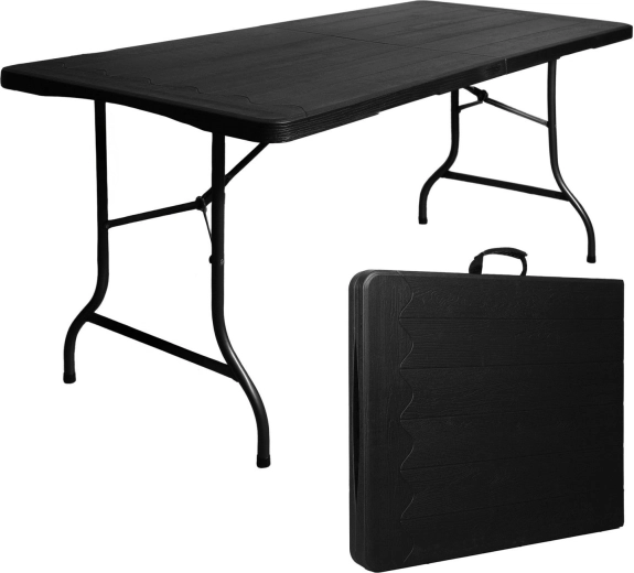 Zložljiva vrtna in catering miza 180 cm v kovčku, črna