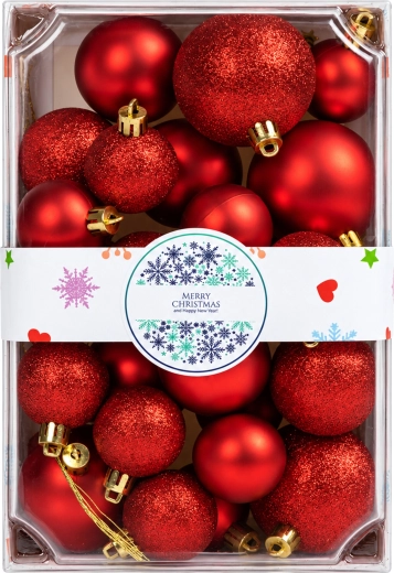 Glossy unbreakable Christmas ornaments - set of 26 pieces