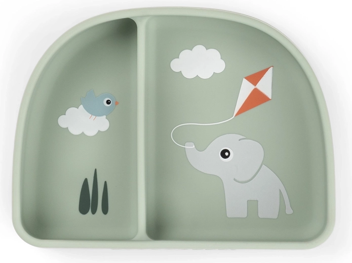 Done by Deer suction bowl with compartments stick&stay playground green