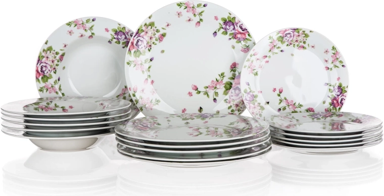 Porcelanasti jedilni set Beauty, 18 delov, cvetlični dekor
