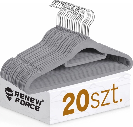 Premium non-slip clothes hanger – set of 20 pcs (grey)