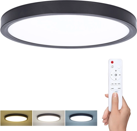 Solight LED stropna/stenska svetilka Estela Black z daljinskim upravljalnikom, 36 W, 30 cm