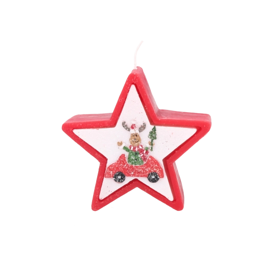 Božična zvezdasta sveča z jelenom v avtu