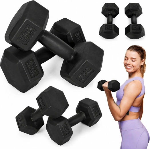 Heksagonalne ročke MOVEPRO 2×5 kg (set 10 kg) črne