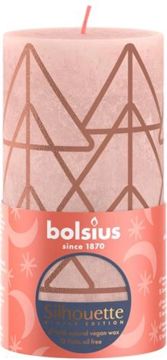 Rustikalna sveča 130 × 68 mm rožnata/jantarna