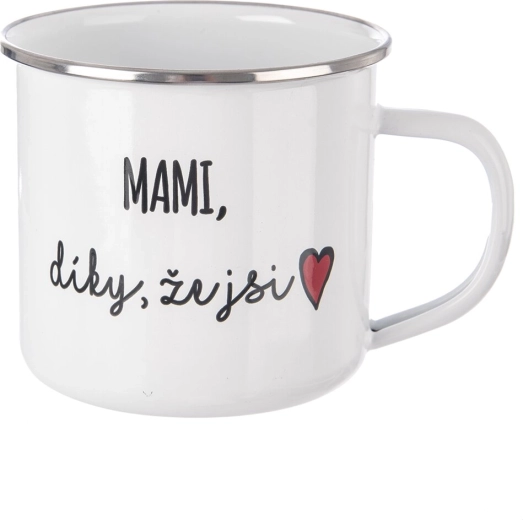 Bel emajliran lonček »Mami, hvala, ker si« 500 ml