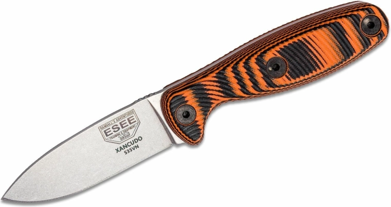 ESEE Xancudo zunajni nož 7,5 cm, stonewash, črno‑oranžen G10, Zytel nožnica