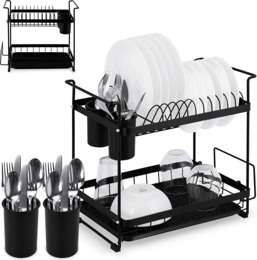 Two-tier dish drainer Massido black