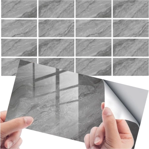 Samolepilni marmornati stenski paneli 30 × 15 cm, komplet 16 kosov