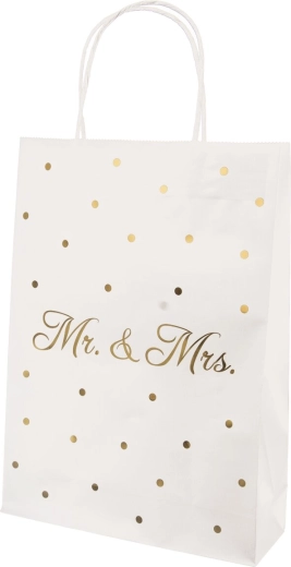 Darilna vrečka Mr./Mrs. bela 26 × 10 × 32 cm