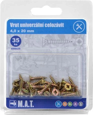 Universal full-thread screw 4.0 × 20 mm, zinc-plated, 35 pcs