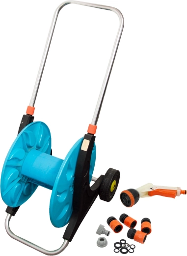 Vrtni voziček za cev 60 m s pištolo in spojkami