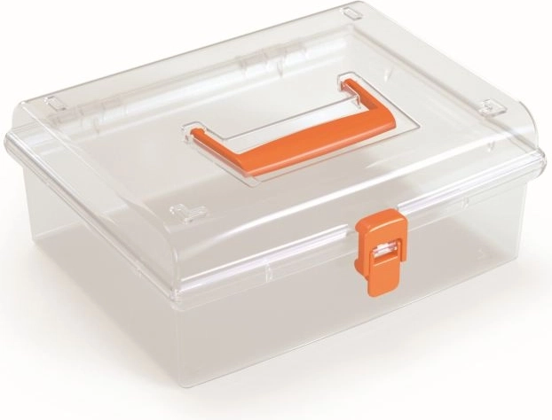 Plastični organizator s prozornim pokrovom, oranžen 245 × 214 × 100 mm