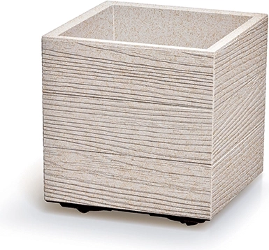 Cvetlični lonec Madera Square Eco Wood 29 cm, bel, plast z UV zaščito