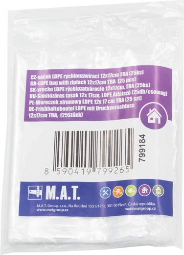LDPE vrečke z zadrgo 12 × 17 cm, 25 kos