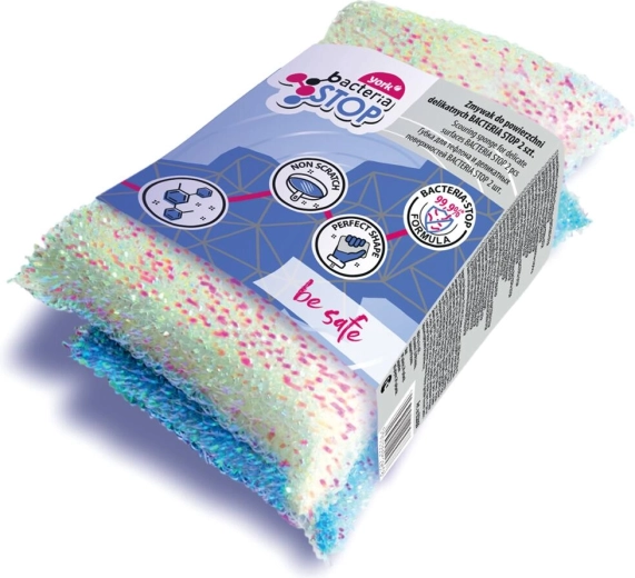 Čistilne gobice Bacteria Stop za nežne površine 11,5 × 7 × 3 cm, 2 kos