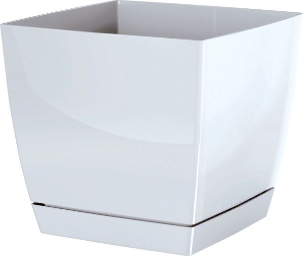 Coubi Square Planter with Saucer 18 × 18 × 16.5 cm white