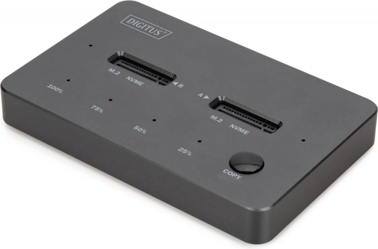 Digitus priklopna postaja za M.2 NVMe SSD z offline kloniranjem, USB‑C 3.2 Gen 2 10 Gb/s, črna