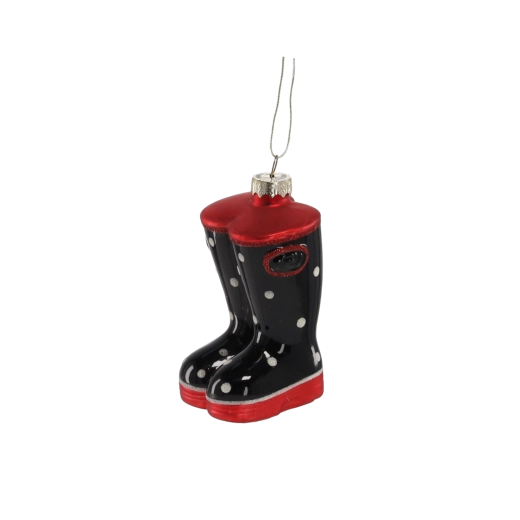 Steklena božična okrasna škorenj, set 6 kosov