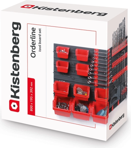 Viseči organizator za orodje z 10 škatlami ORDERLINE, 800 × 195 × 400 mm