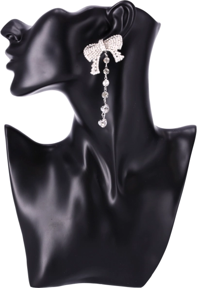 Dolgi uhani s pentljo - srebrni