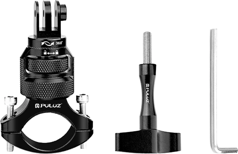 Aluminijasti 360° nosilec za krmilo PULUZ za športne kamere – črn