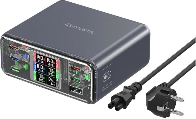 Namizni polnilec 4smarts Lucid GaN DIY 360 W, 5× USB‑C + 1× USB‑A