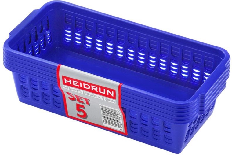 Plastične košarice HEIDRUN 20,5 × 10 × 6,5 cm, set 5 kosov, mešanica barv